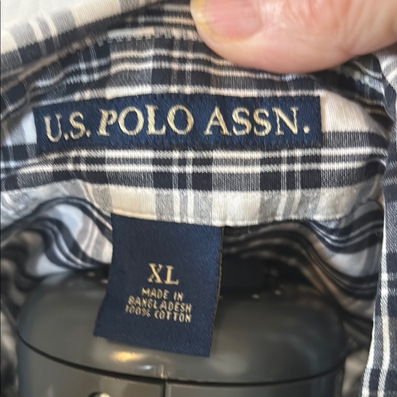 U. S. Polo Assn. Men's Black and White Checkered Shirt - Picture 3 of 5